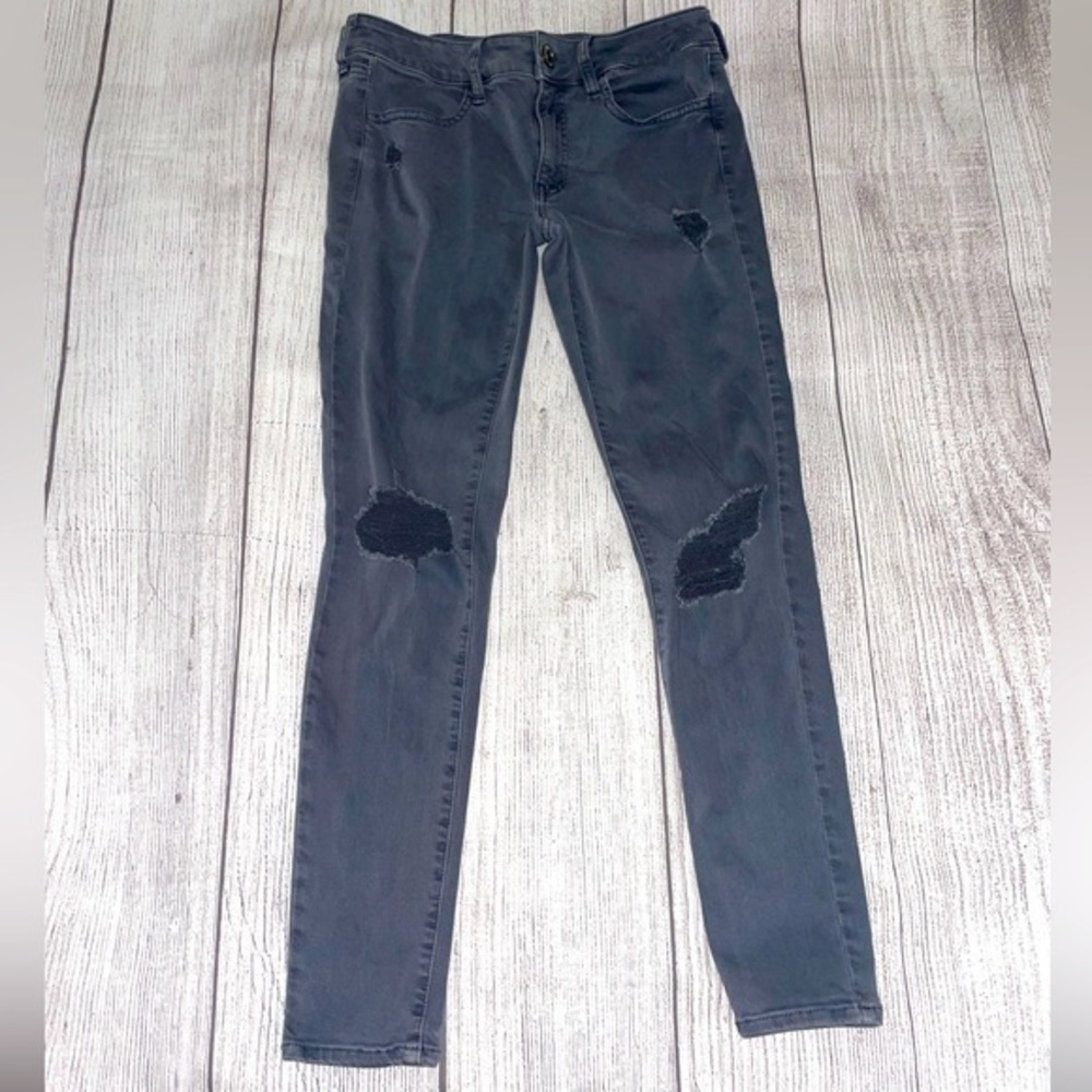 AMERICAN EAGLE OUTFITTERS Women’s Super Stretch Denim Skinny Jeans Grey Size 6 - Picture 1 of 11